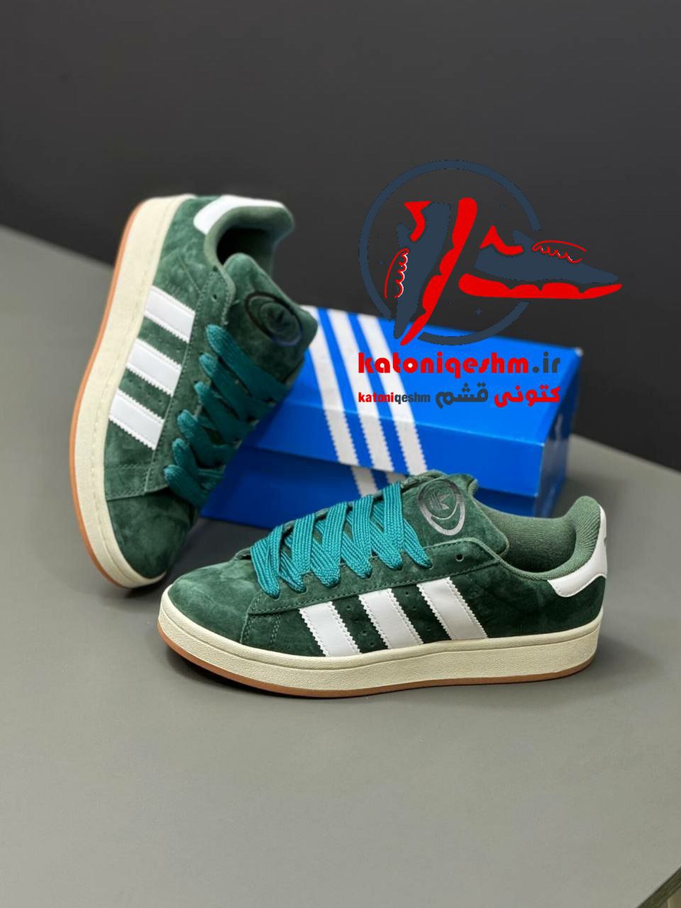 کتونی قشم - کتونی ست زنانه و مردانه اورجینال آدیداس کامپوس Adidas Campus/HQ5708 رنگ سبز